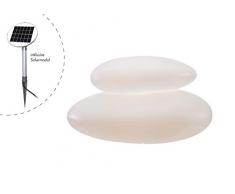 8 seasons design | Shining Stone XL Lampe Solar, Polyethylen Weiß Ø 69 cm