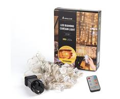3*3m 300er LED Diamant Lichtvorhang Fernbedienung Home Dekorations Licht IP44 wasserfest Kupferkabel LED Lichterketten für Weihnachten / Deko / Party, Weihnachtsbeleuchtung, Hochzeit usw - Warmweiß