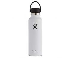 Hydro Flask Trinkflasche 621 ml (21 oz), Edelstahl und vakuumisoliert, Standard-Öffnung mit auslaufsicherer Flex Cap, White