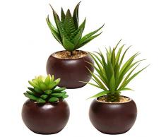 MyGift Künstliche Mini Topf Sukkulenten, Set 3