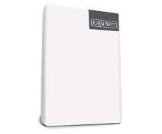 Bed-Fashion Dormisette Elasthan Split Topper Spannbettlaken, Mako-Satin, Weiß, Doppelbett, 160 x 200 cm