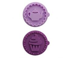 Birkmann Stempel-Set, CupCake und Teekanne, 2-teilig, Kunststoff, Lila, 5 x 5 x 1 cm