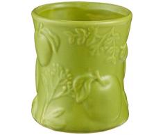 Woodwick Apfelkorb Dekorative Sanduhrformige Duftkerze im Keramikgefäß mit Apfelmotiv 142 g, Keramik, Hellgrün, 8 x 9.8 x 9.3 cm