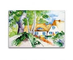 Premium Textil-Leinwand 120 x 80 cm Quer-Format ReetdachhÃ¤user | Wandbild, HD-Bild auf Keilrahmen, Fertigbild auf hochwertigem Vlies, Leinwanddruck von Brigitte DÃ¼rr