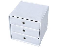 Inter Link Faltkiste Textil-Box Stoffbox Weiss 3 Schubladen ausziehbar