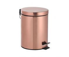 axentia Kosmetikeimer Riga in Kupfer-Tretmülleimer 3l-Kosmetik Mülleimer Deckel-Abfalleimer mit Tritt-Treteimer für Bad & WC, Metall, Kupferfarben/schwarz, 17 x 17 x 2.45 cm