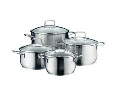 WMF Brilliant Topfset 4-teilig, Cromargan Edelstahl poliert, Töpfe mit Glasdeckel, Induktionstöpfe, Topf Induktion, unbeschichtet