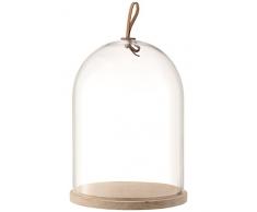 LSA International Lagen Hardshell Doppeljacke Ivalo Dome mit Tablett aus Eschenholz, transparent, farblos, 28.5 cm