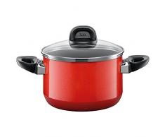 Silit Rojo Kochtopf, hoch 20cm, Glasdeckel, Fleischtopf 3,7l, Silitstahl Funktionskeramik, Topf Induktion, rot