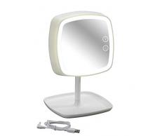 Wenko Kosmetikspiegel und Tischleuchte Ostia Make-up-Spiegel, LED Beleuchtung, Acrylnitril-Butadien-Styrol (ABS), Weiß, 18 x 19 x 29 cm