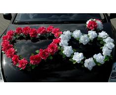 Autoschmuck Hochzeit Dekoration, Rattan, Pink/ReinweiÃ, 34x24x14