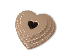 NordicWare Backform Herz-Kranz, gestuft - Herzbackform , Aluminium, Silber, 26,7 x 25,4 x 11 cm, 1 Einheiten