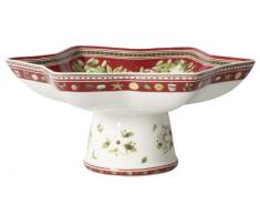 Villeroy & Boch Winter Bakery Delight Schale in Stern-Form auf Fuß, Premium Porzellan, Weiß/Rot