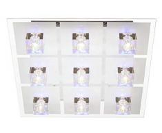 Brilliant Sandor Deckenleuchte 9 flg Fernbedienung RGB Farbwechsel Klarglas Party Glas 1755 Lumen, 9x G4 16W Niedervolt-Halogenpins inklusive