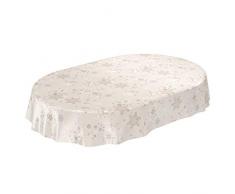 ANRO Wachstuchtischdecke Wachstuch Wachstischdecke Tischdecke Weihnachten Schneeflocken Beige Oval 240x140cm