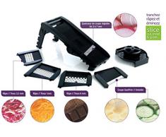 Mastrad Mandolinen Schneider, 5 auswechselbare Edelstahl-Blätter, rutschfester Griff, Handschutz, Gemüse- und Obstschneider