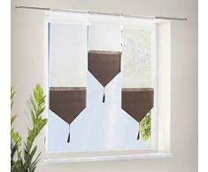 Scheiben Gardinen Set bestehend aus 3 transparenten Scheibengardinen mit Tunneldurchzug und Beschwerungsstab Braun, 20112