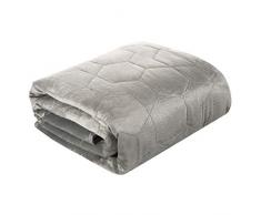 Eurofirany Bettüberwurf Velvet Samt Tagesdecke Honigwaben Gesteppte Decke Überwurf Steppdecke Elegant Edel Glamour Schlafzimmer Wohnzimmer Gästezimmer Lounge, Silber, 170X210cm