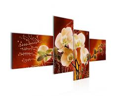 Bilder Blume Orchidee Wandbild 200 x 100 cm Vlies - Leinwand Bild XXL Format Wandbilder Wohnzimmer Wohnung Deko Kunstdrucke Orang 4 Teilig - MADE IN GERMANY - Fertig zum Aufhängen 203741a