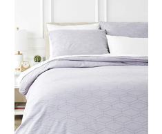 AmazonBasics - Bettwäsche-Set, Fein-Biber, 200 x 200 cm, Grey Geo (Grau)