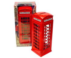 KAV rote Telefonzelle Geldmünze Ersatzgeld Spardose London Street Bank Britain Metall Souvenir Geschenk Model Box Groß Gusseisen 8 x 5,5 x 14 cm