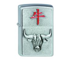 Zippo Feuerzeug 2002451 2008 Year of The Buffalo Benzinfeuerzeug, Messing, Satin Chrome, 1 x 3,5 x 5,5 cm