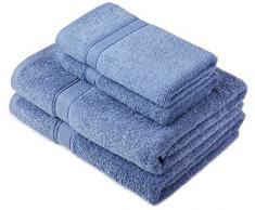 Pinzon by Amazon Handtuchset aus Baumwolle, Wedgewood-Blau, 2 Bade- und 2 Handtücher, 600g/m²