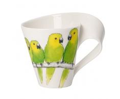 Villeroy & Boch - NewWave Caffè Sittich Becher mit Henkel, Kaffeebecher mit Animal-Print aus Premium Porzellan, in Geschenkkarton, 350 ml