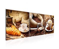 Wandbild Küche Kaffee Bilder 120 x 40 cm Vlies - Leinwand Bild XXL Format Wandbilder Wohnzimmer Wohnung Deko Kunstdrucke Braun 3 Teile - MADE IN GERMANY - Fertig zum Aufhängen 504133a