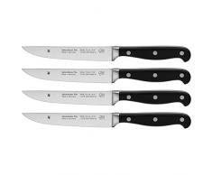 WMF Spitzenklasse Plus Steakmesser-Set, 4-teilig, 22 cm, Spezialklingenstahl, Messer geschmiedet, Performance Cut, Kunststoff-Griff vernietet, Klinge 12 cm