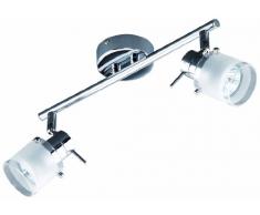 Briloner Leuchten Bad-Wandleuchte, Wandlampe, Wandstrahler, 2 x GU10, 35W, 220lm, dimmbar, Spotkopf dreh- und schwenkbarGlas teilmattiert mit klarem Rand, Badezimmer/Bad geeignet IP44, chrom 2134-028