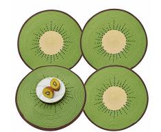 GinsonWare Runde gewebte Tischsets mit Obst-Designs, 38,1 cm 4er Set 15 Round Kiwi