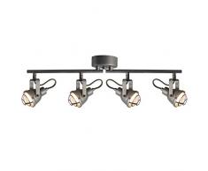 Brilliant Bente LED Spotrohr 4 flg Deckenstrahler schwenkbar burned steel Industrial Look 1520 Lumen, 4x GU10 5W LED-Reflektorlampen inklusive