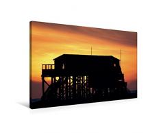 Calvendo Premium Textil-Leinwand 90 cm x 60 cm quer, Sankt Peter Ording | Wandbild, Bild auf Keilrahmen, Fertigbild auf echter Leinwand, Leinwanddruck: Sonnenuntergang Natur Natur