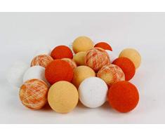 Cotton Ball Lights Orange 20 LED Lichterkette mit USB Anschluss, Baumwolle, weiß-hell Mix