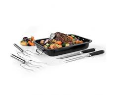 SALTER BW07248 Tranchierset mit Bräter, Gestell, Thermometer, Tranchiermesser und Fleischgabeln, Bamboo, Schwarz, Einheitsgröße