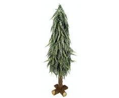 Tannenbaum mit Holzfuß und Schnee, 66 cm