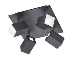 Trio Leuchten LED Strahler Lagos 827830432, Metall, Schwarz matt, 4 x 6 Watt, Switch Dimmer