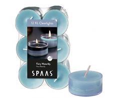 Spaas 12 Maxi Duft-Teelichter in transparenter Klartasse, Paraffinwachs, Kunststoff, Graublau, Durchmesser 56 mm x Höhe 21 mm