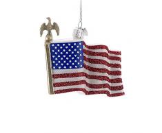 Kurt-Adler Glasornament mit S-Haken und Geschenkbox, Patriotische Kollektion American Flag, Nb0404