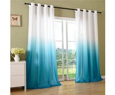 Schal Blickdicht Vorhang Ösen Gardine Microsatin Farbverlauf Microfaser, 2 Stück 245x140, Türkis, 204252