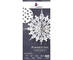 MarpaJansen Papiertüten für Deko-Sterne/Blüten - Bastelset - Butterbrottüten - (10 x 22 cm, 24 Stück) - inkl. Bastelanleitung - Kreislelemente