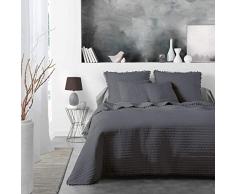 Douceur dIntérieur Dorinette Tagesdecke für Einzelbett, matt, Weiß, 180 x 220 cm, anthrazit, 240 x 260 cm