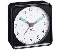 TFA Dostmann 60.1510.01 Analoger Funk-Wecker Picco, Funkuhr, leises Uhrwerk, klein und handlich Kunststoff, Schwarz 4 x 8 x 11,2 cm