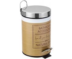 SANWOOD Treteimer Loreen, Bad-Abfalleimer 3 Liter, Kosmetikeimer aus bedrucktem Stahl mit Edelstahl Deckel, Metall, Terracotta mit Motiv, 17.2 x 23.1 x 26.9 cm