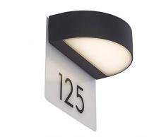 AEG Außenwandleuchte mit Hausnummer, Aluminium, 9 W, anthrazit/weiß