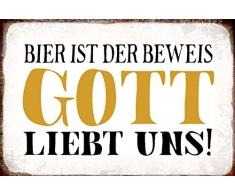 Schatzmix Spruch Bier ist der Beweis Gott liebt Uns 20x30 Deko tin Sign Blechschild, Blech, Mehrfarbig, 20x30 cm
