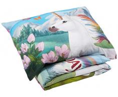 Herding Schleich Bayala Bettwäsche-Set Flanell, Kopfkissenbezug 70x90cm, Bettbezug 140x200cm, 100% Baumwolle, Flanell, mit Knopfleiste