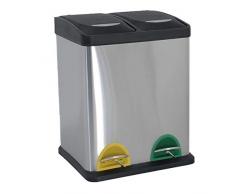 MSV Mülleimer Mülltrennsystem 40 L (2x20 Liter) mit Inneneimer groÃe Abfallbehälter Abfalleimer Treteimer Edelstahl