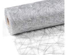 Unbekannt 25 m x 20 cm Sizoweb® Vlies Original Tischband Tischläufer Silber grau für Hochzeit, Weihnachten